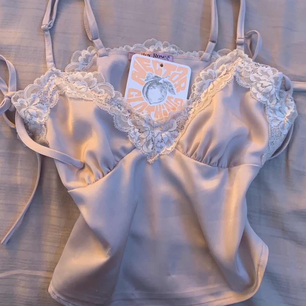 cute XS baby doll lace cami top with silk fabric